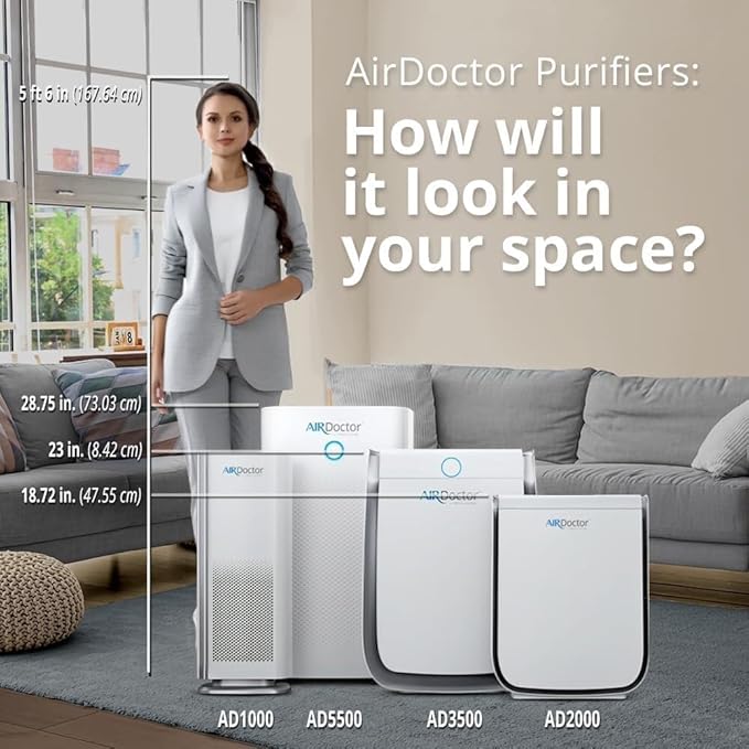 AirDoctor 4000 Air Purifier for Large Rooms | Triple filtration technology with UltraHEPA, Carbon/VOC material & Air Quality Sensor | Captures Particles 100x Smaller Than HEPA Standard (White)