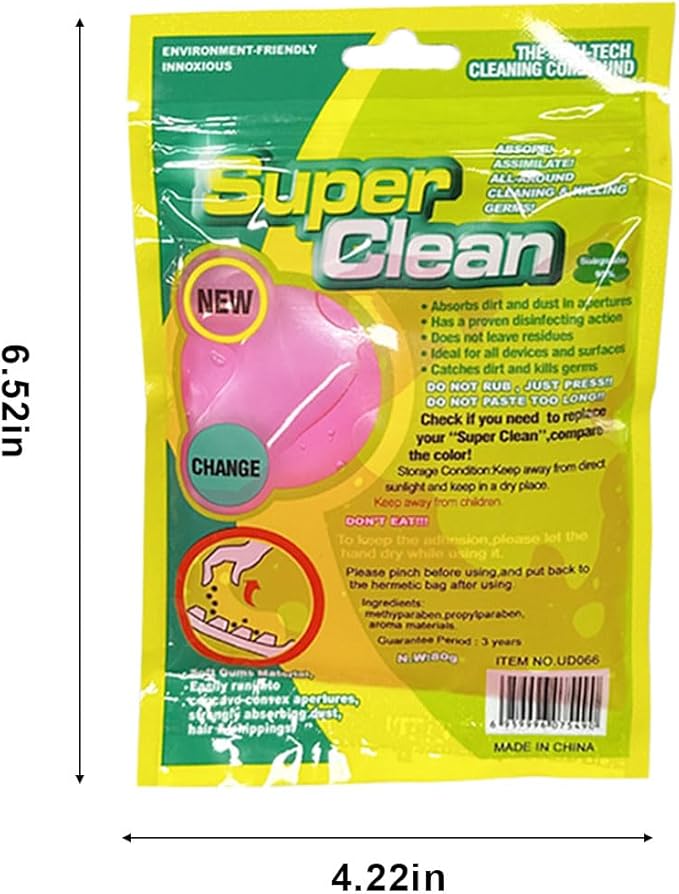 4PCS Car Cleaning Gels, Universal Automotive Air Vent Dust Cleaning Putty, Reusable Auto Interior Detailing Slime Supplies, Fit for Dashboards, Cup Holders (Pink)