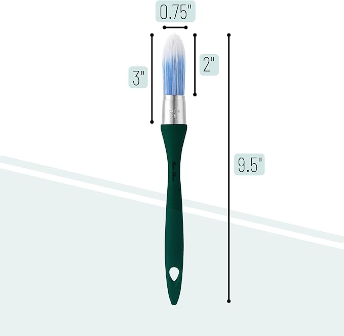 Bates- Trim Paint Brush, 0.75 Inch, Ergonomic Non-Slip Handle, Synthetic Bristles, Trim Brushes for Painting, Muted Teal Color