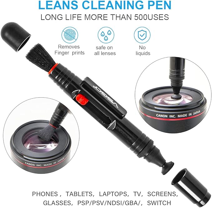 VSGO Professional Lens Cleaning Kit (DKL-15D) - Includes Lens Pen, Air Blower & Cleaning Fluid - Portable Dust Removal for Camera Lenses, Filters, Cell Phones and Electronics
