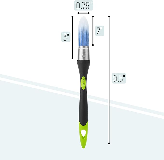Bates- Trim Paint Brush, 0.75 Inch, Ergonomic Non-Slip Handle, Synthetic Bristles, Trim Brushes for Painting, Black & Lime Green
