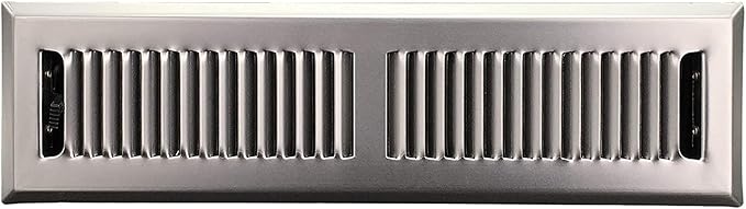 Hartford Ventilation Floor Register 2” x 10” - Contemporary Steel Vent Cover for Home - Heavy Duty Modern Metal Design with Scratch Resistant Finish - Smooth Glide Damper (1, Brushed Nickel)
