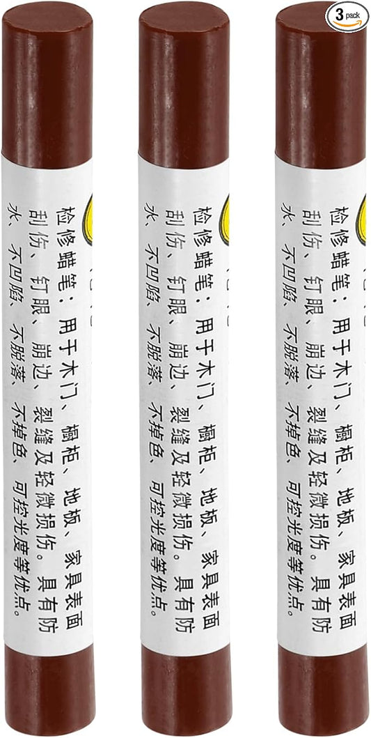 uxcell Furniture Repair Crayons, 3Pcs - Wood Wax Filler Stick, Furniture Markers Touch Up - for Scratches Holes Tables Desks Wooden Floors Cover Ups, Brown
