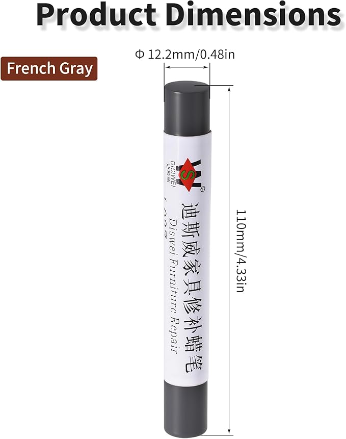 Wood Filler Sticks French Gray Furniture Scratch Repair Crayons Wood Floor Repair Wax Filler Sticks Furniture Repair Wax Crayons for Wooden Furniture, Floors, Cabinets & Tables