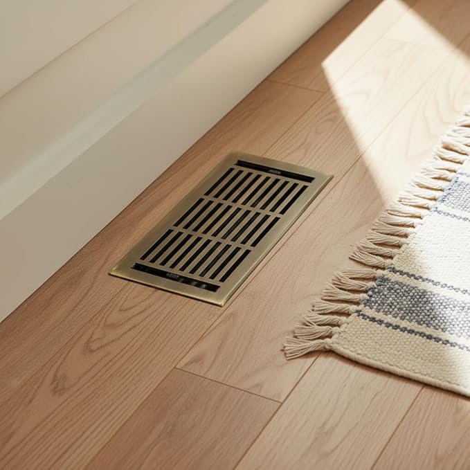 EMPIRE REGISTER CO Linear Design, Heavy Duty Floor Vent Covers, Metal Damper Attached. Vent Covers for Floor only. (Floor, Antique Brass, 4 x 10 inch (Pack of 1))