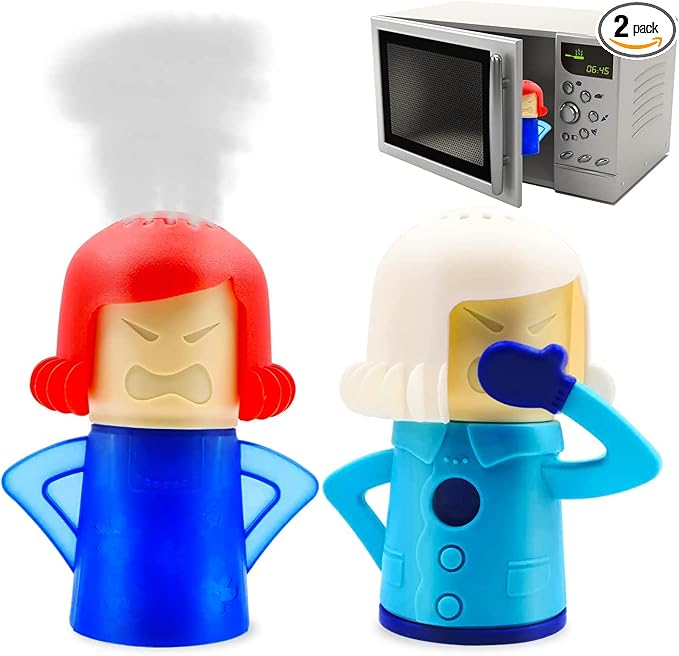 Abnaok Angry Mom Microwave Cleaner and Chilly Mama Fridge Deodoriser 2PCS Easily Clean in Minutes for Home or Office with English Manual