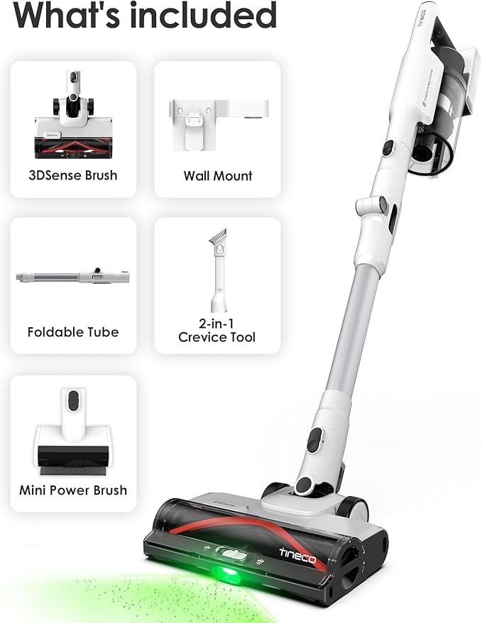 Tineco Pure ONE A50S Cordless Stick Vacuum Cleaner, 185AW Suction,1L Larger Dustbin, 3DSense Power Brush, 90° Bendable Tube, Tackles Large Debris, Stick Vacuum Cleaner for Pet Hair,Carpet & Hard Floor