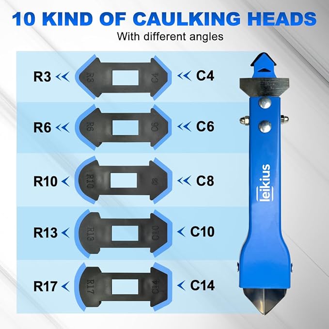 3 in 1 Caulking Tools Sets, Steel Sealant Finishing Tool for Bathroom Kitchen Tile Window Sink Joints, Caulk Remover & Grout Scraper,Wide Application for Smooth Caulking Come with a Knife