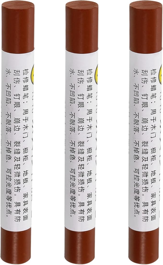 uxcell Furniture Repair Crayons, 3Pcs - Wood Wax Filler Stick, Furniture Markers Touch Up - for Scratches Holes Tables Desks Wooden Floors Cover Ups, Red Walnut