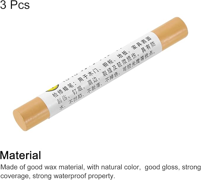uxcell Furniture Repair Crayons, 3Pcs - Wood Wax Filler Stick, Furniture Markers Touch Up - for Scratches Holes Tables Desks Wooden Floors Cover Ups, Log