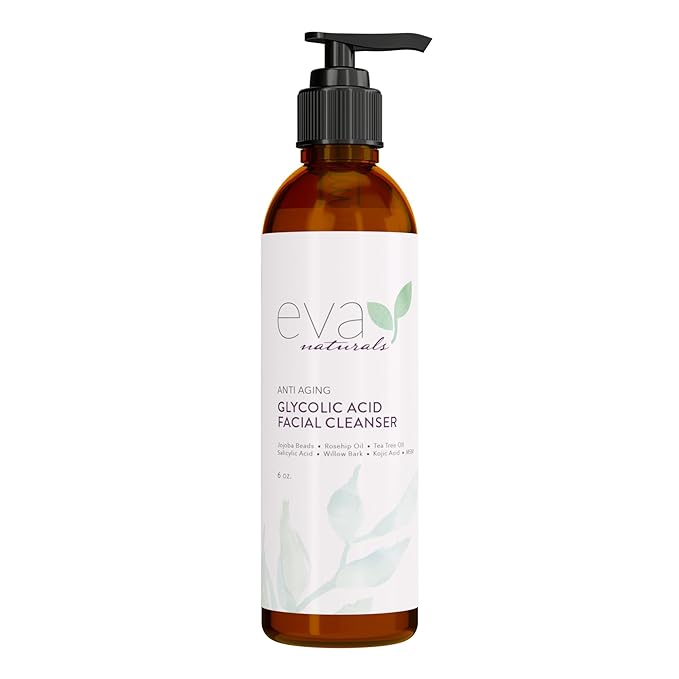 Eva Naturals Glycolic Acid Face Wash - Glycolic Acid Cleanser for Face (6 Fl Oz)