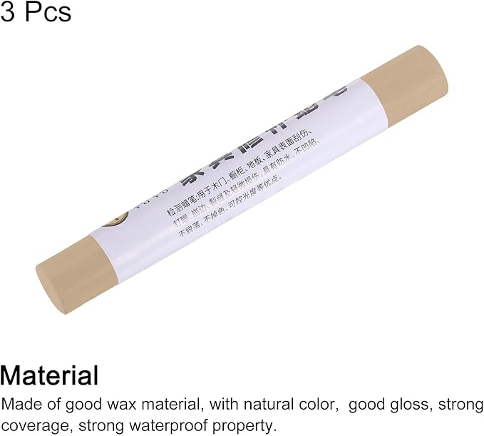 uxcell Furniture Repair Crayons, 3Pcs - Wood Wax Filler Stick, Furniture Markers Touch Up - for Scratches Holes Tables Desks Wooden Floors Cover Ups, Earthy Gold