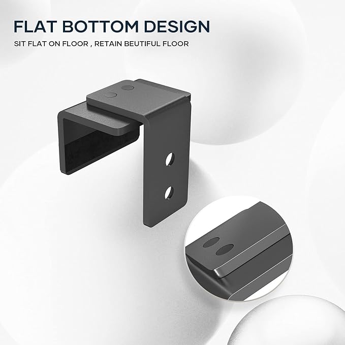 EaseLife Sliding Barn Door Bottom Floor Guide,U Shape,Flexible Adjustable Fit Distance,Flush Flat Bottom Design,Wall Mount System,for Door & Cabinet,Black,2 Pack