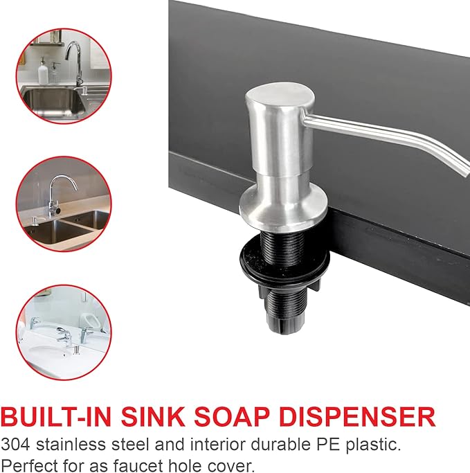Soap Dispenser for Kitchen Sink with Bonus Tube Extension Kit (Brushed Nickel)