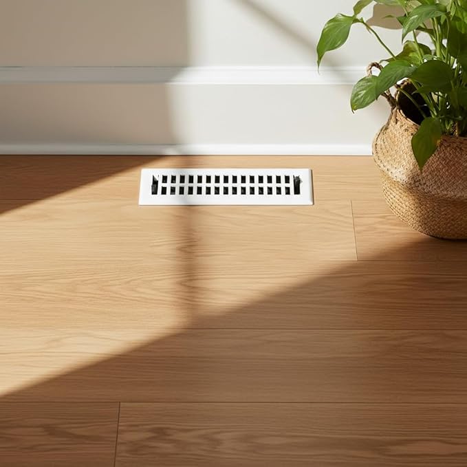 Empire Register Co, Premium Home Vent Covers - 2x10 inch, Modern Contemporary Design, White Finish, Heavy Duty Air Flow Direction Floor Registers, Metal Damper Attached