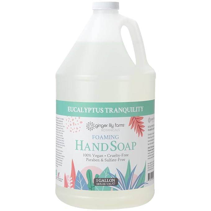 Ginger Lily Farms Botanicals All-Purpose Foaming Hand Soap Refill, 100% Vegan & Cruelty-Free, Eucalyptus Tranquility Scent, 1 Gallon (Pack of 4)