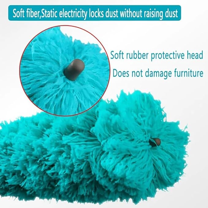 12FT Light Bulb Changer for High Ceilings with 3-12FT Extension Pole, Fan Duster for Ceiling Fan Blades, Microfiber Feather Duster, Rotatable Window Squeegee and Cobweb Duster, High Reach Duster Kit