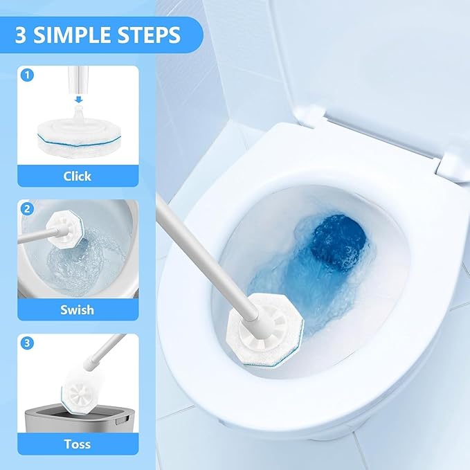 50Count Refills Disposable Toilet Brush Refills, Toilet Cleaning Brush,Toliet Wand Refills,Toilet Bowl Clean Refill Pads,Toilet Brush Head is Compatible with Most Toilet Brush Handles
