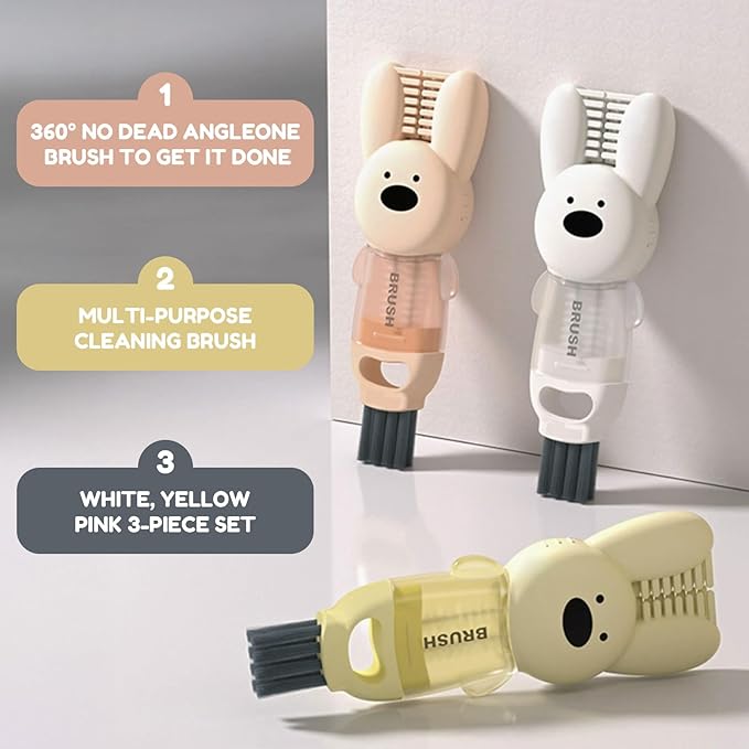 4 in 1 Cup Lid Cleaning Brush Set – Multifunctional Water Bottle Cleaner Brush with Gap & Corner Tools Portable Lid Cleaning Brush for Tight Spaces Includes 3 Brushes for Home & Kitchen