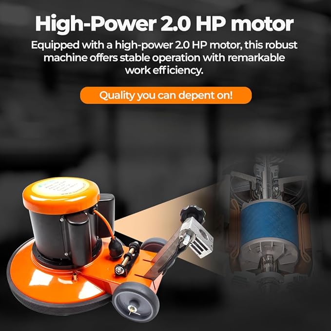 17" Floor Buffer Scrubber Polisher Machine with 3.4 Gallon Tank, 2.0 HP, 175 RPM, Industrial and Commercial Professional Use