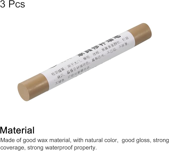uxcell Furniture Repair Crayons, 3Pcs - Wood Wax Filler Stick, Furniture Markers Touch Up - for Scratches Holes Tables Desks Wooden Floors Cover Ups, Brown Grey Pattern