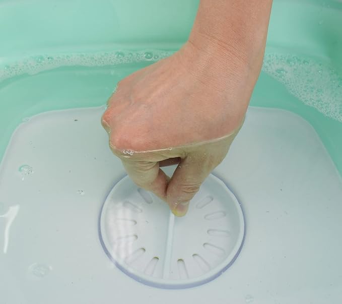 SAMMART 7.5L (2 Gallons) Collapsible Dishpan with Draining Plug - Foldable Washing Basin - Portable Dish Washing Tub - Space Saving y (White/Light Green (Set of 2), 2)
