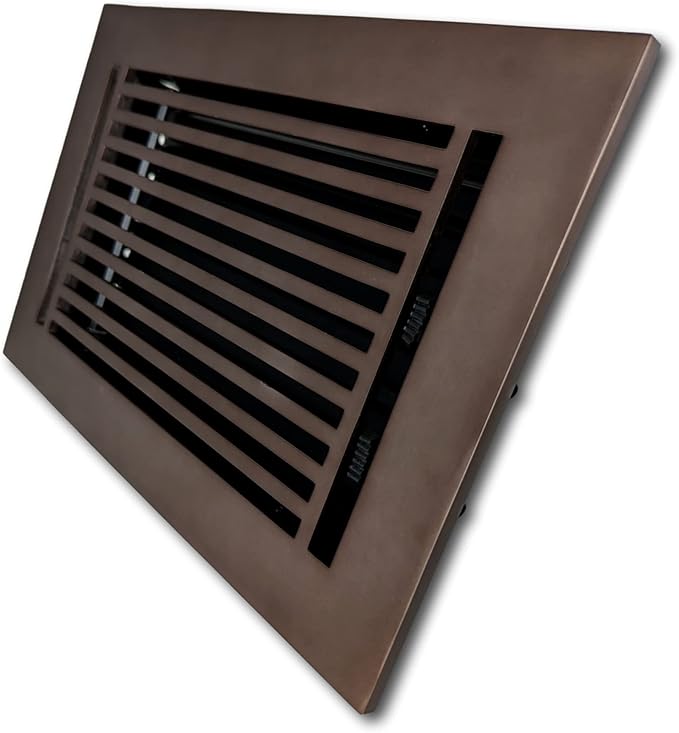 Madelyn Carter 6 x 10 Cast Aluminum Linear Vent Cover with Damper - Oil Rubbed Bronze (Overall: 7.25 x 11.5) | Floor Register - Wall Register