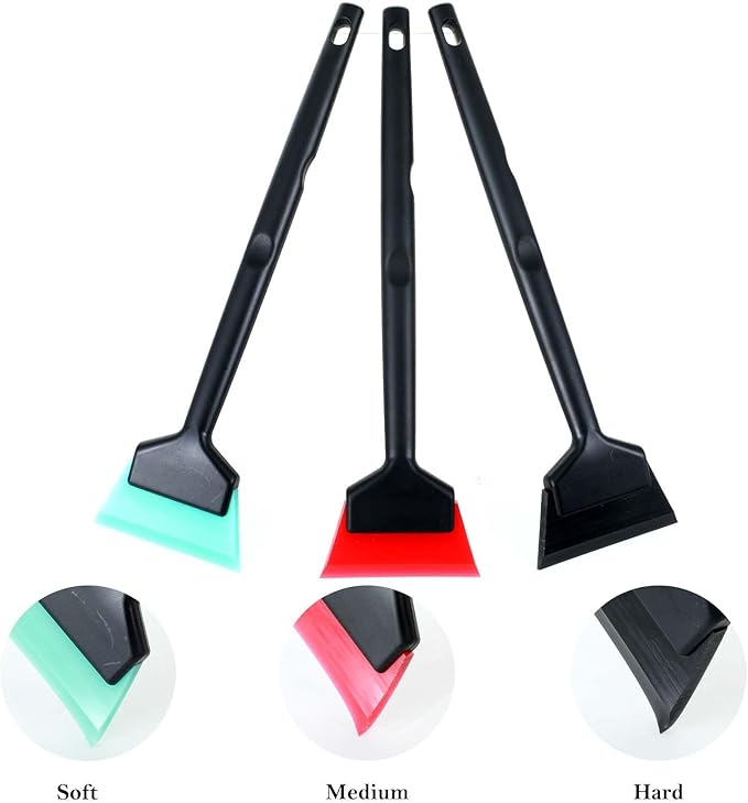 3Pcs Window Tint Squeegee, Rubber Mini Squeegee with Anti Slip Handle, All Purpose Vinyl Wrap Tool Kit for Car Corner Window Windshield Glass Mirror