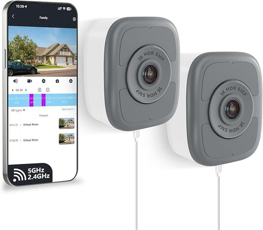 5MP 3K Window Camera, Enhanced Color Night Vision, Strong Magnetic Mount, No Subscription, 24/7 Recording, Tool-Free Install, Dual-Band 2.4G&5Ghz WiFi (5MP-2Pack)