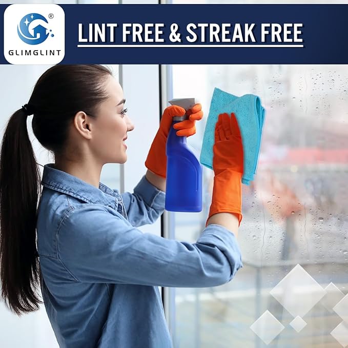 GLIMGLINT Microfiber Cleaning Cloth,150PK Reusable Cleaning Rags,Highly Absorbent Shop Rags Bulk,All-Purpose Car Cleaning Towels for TV Screen,Kitchen,Restaurant,Garage,14"X12", Multicolor