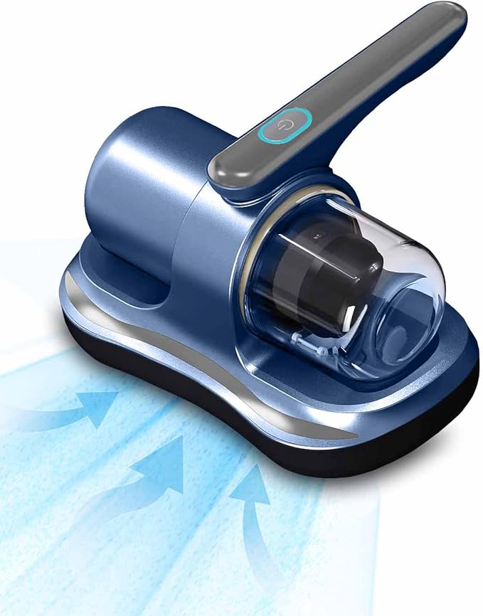 Mattress Vacuum Cleaner, Cordless Bed Vacuum Cleaner with UV Light Sanitizing, Ultrasonic & Heating Tech with 2 PCS HEPA Filters, 2 Speeds Handheld Vacuums for Mattress Sofa, Pet Hair, Carpets