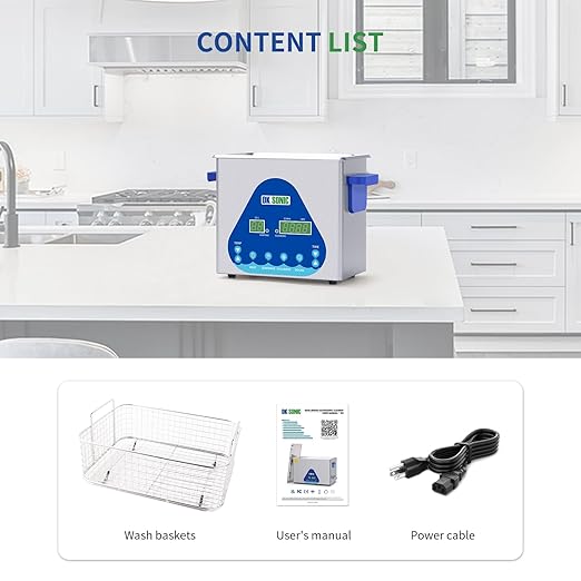 DK SONIC Ultrasonic Cleaner 3L,120W Professional Ultrasonic Jewelry Cleaner with Heater&Timer,Digital Control&Basket, Multiple Functions for Jewelry,Glasses,Chains, Watches