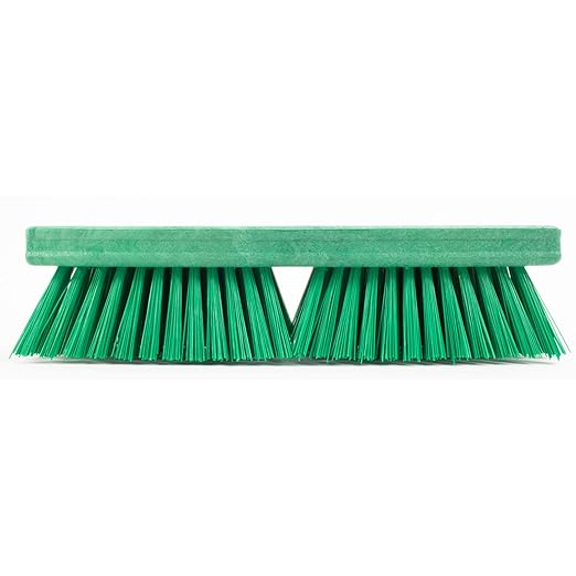 SPARTA Plastic Floor Scrub Brush, Brush Head Only, Deck Brush with ACME Standard Thread Fitting for Deck, Industrial Kitchens, and Hospitals, 10 Inches, Green, (Pack of 6)