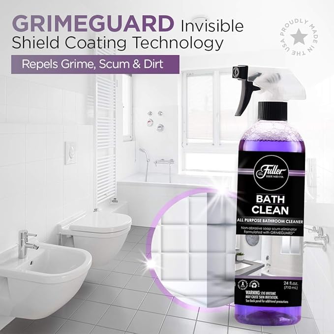 Fuller Brush Bath Clean – 24 oz Bathroom Cleaner Bottle with Spray– Dissolves Soap Scum, Hard Water Stains & Mineral Build-Up – For Sinks, Showers & Tubs – Pack of 2
