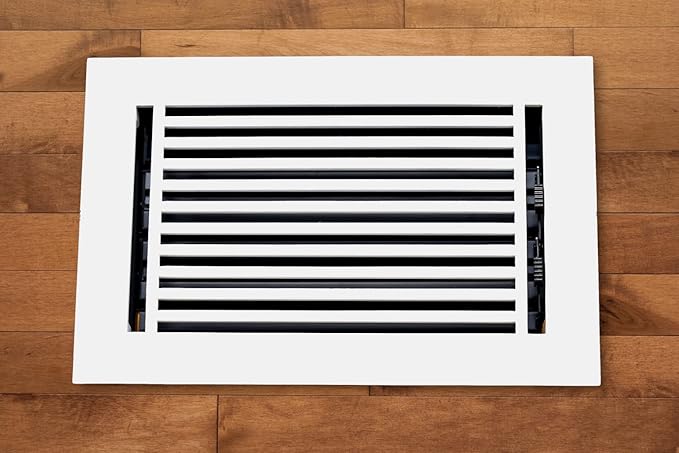 Madelyn Carter 4 x 12 Cast Aluminum Linear Bar Vent Cover with Damper - White (Overall: 5.75 x 13.75) | Floor Register - Wall Register