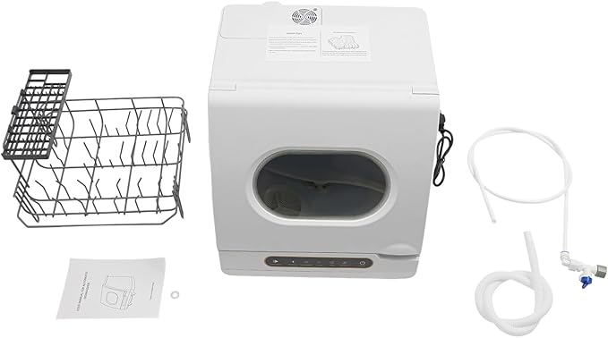 Compact Countertop Dishwasher, Portable Countertop Dishwasher with 5 Washing Programs, 360° Spray, Mini Dishwasher for Apartments RVs, High-Temperature & Strong Oxygen Function