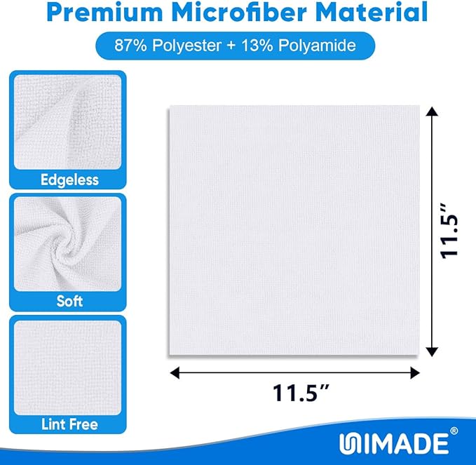 Shop Towels Rags, 150 Pack Reusable Shop Rags Bulk Microfiber Cleaning Cloth Lint Free Cleaning Towels for Car Kitchen Automotive Bar Mechanic Restaurant Garage, 11.5"x 11.5", White
