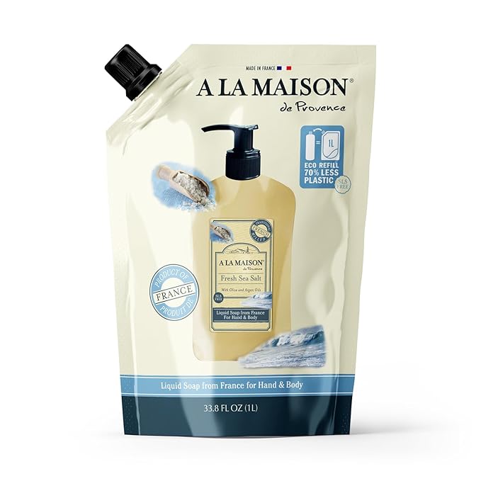 A LA MAISON Fresh Sea Salt Liquid Soap Refill Pouch, 33.8 FZ