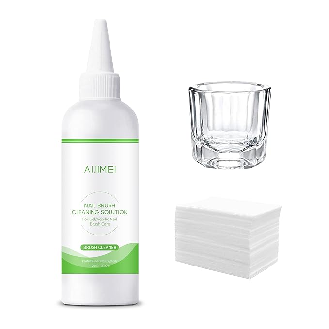 AIJIMEI Nail Brush Cleaner 120ml Acrylic Nail Brush Cleaner kit for Efficient Nail Art Brush Cleaning Quick Gel Removal Suitable for Professional and Home