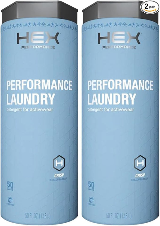 HEX Performance Laundry Detergent, Crisp, 100 Loads (Pack of 2) - Designed for Activewear, Eco-Friendly, Concentrated Formula