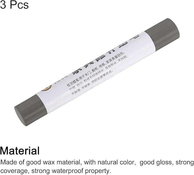 uxcell Furniture Repair Crayons, 3Pcs - Wood Wax Filler Stick, Furniture Markers Touch Up - for Scratches Holes Tables Desks Wooden Floors Cover Ups, Medium Gray