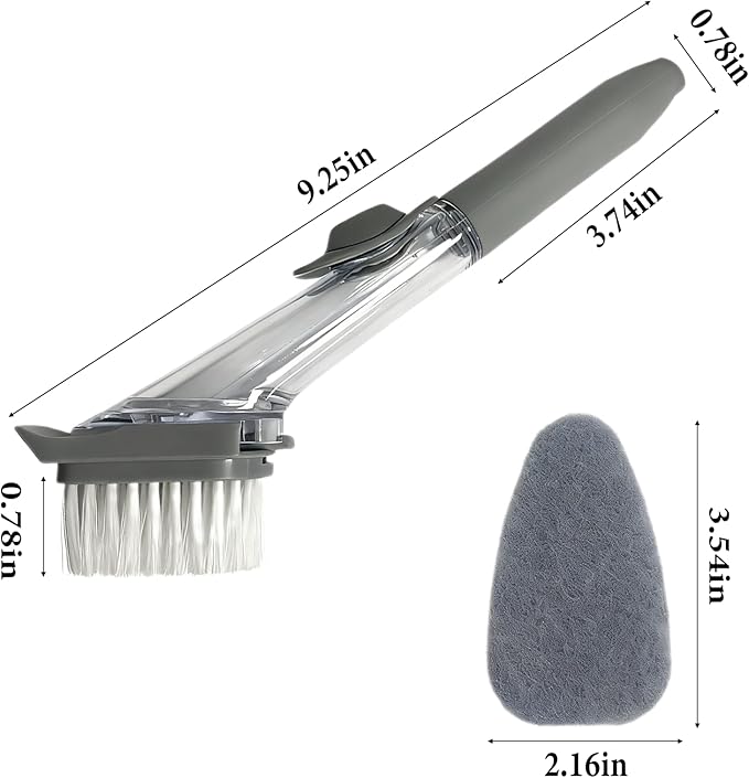 Dish Brush,Dish Scrubber with Soap Dispenser,Dish Wand,Kitchen Brushes for Dishes,Includes Three Brush Heads