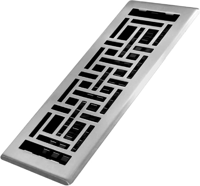 Decor Grates (4-Pack) AJH412-NKL Oriental Floor Register, 4x12 Inches, Brushed Nickel Finish