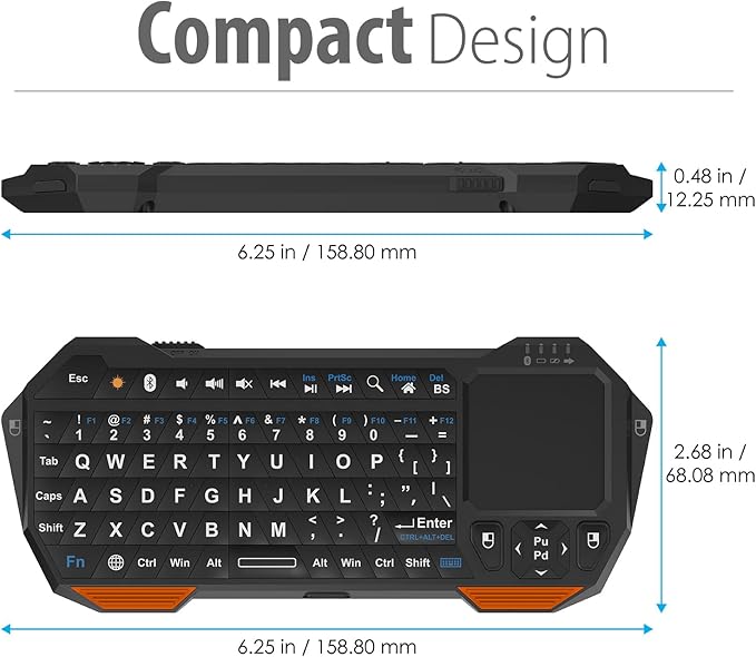 Fosmon Mini Bluetooth Keyboard (QWERTY Keypad), Wireless Portable with Touchpad, Compatible with Apple TV, Amazon Fire Stick, PS4, PS4 Pro, PS5, HTPC/IPTV, VR Glasses, Smartphones