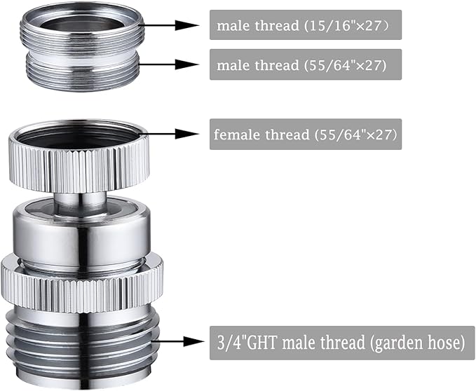 Faucet Adapter with Aerator, Sink Faucet to 3/4" Garden Hose Adapter, Swivel Faucet Adapter Kit, Faucet Adapter to Garden Hose for Kitchen Bathroom