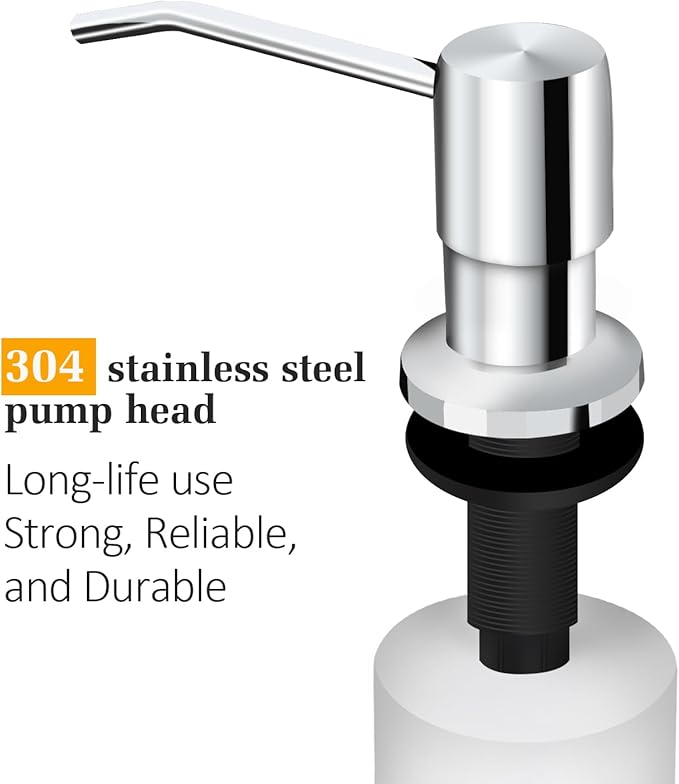 Soap Dispenser for Kitchen Sink, Built in Sink Soap Dispenser Lotion Dispenser with 17 OZ Bottle, Refill from The Top Bar Sink Soap Dispenser, Chrome