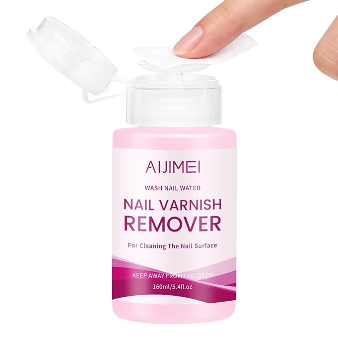 AIJIMEI Nail Polish Remover For Regular Nail Polish Pump Bottle Design 160ml & Nail Cleanser Cleaning The Surface Of Nails Varnish Of Oil FLot Glue On Surface Applicable For Nail Daily Clean