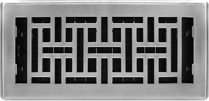 Decor Grates (4-Pack) AJH410-NKL Oriental Floor Register, 4x10 Inches, Brushed Nickel Finish
