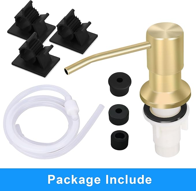 Soap Dispenser Kitchen Sink, Sink Soap Dispenser, 47" Extension Tube kit, Dish Soap Dispenser Pump, No Need More Refills (Gold)