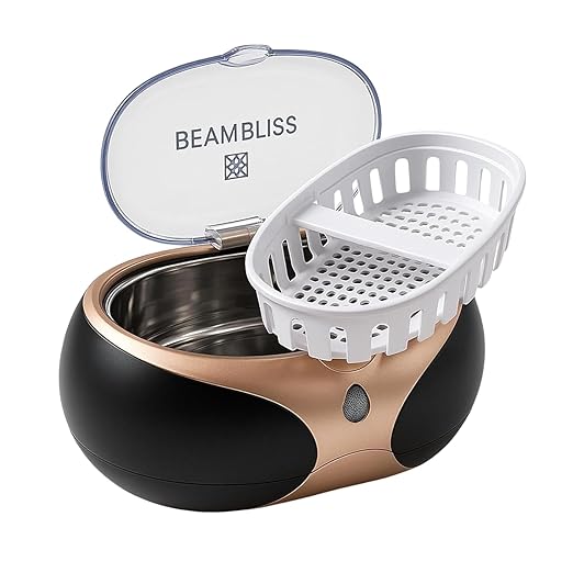 40W Professional Ultrasonic Jewelry Cleaner with 3-Minute Auto Timer, 42kHz to 48kHz Gold Jewelry Cleaner, Glasses, Watches & Mouth Guard Cleaner, 20oz, 304 Stainless Steel Tank